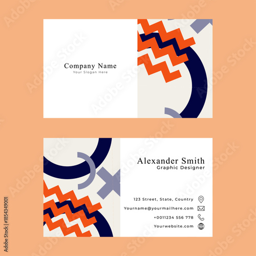 Set of bussines card in memphis style geometric pattern, line and geometric figures. Design backgrounds for invitation, brochure, cover, website banner, bussines card and social media.