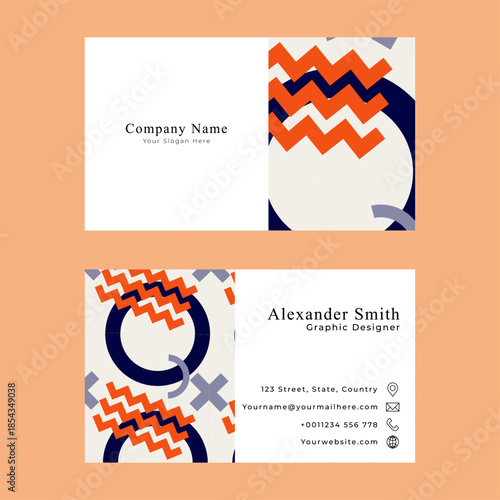 Set of bussines card in memphis style geometric pattern, line and geometric figures. Design backgrounds for invitation, brochure, cover, website banner, bussines card and social media.