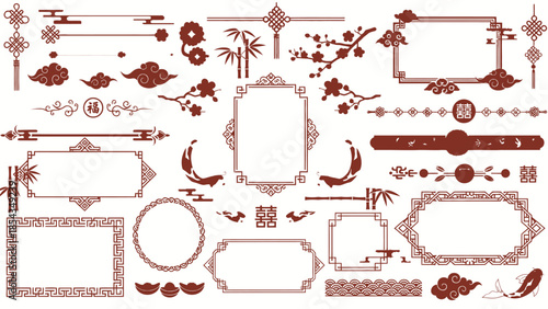 Chinese Traditional Design Elements Collection: Borders, Frames, Ornaments, Symbols