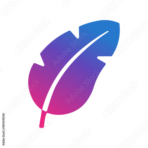 Gradient feather logo with a soft shadow on a white background