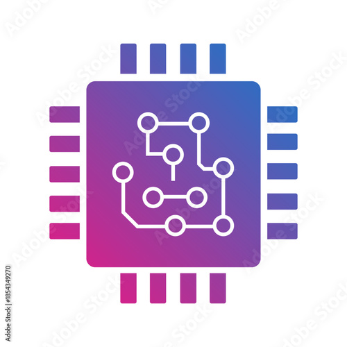 Abstract digital circuit board icon with a gradient background representing technology and innovation