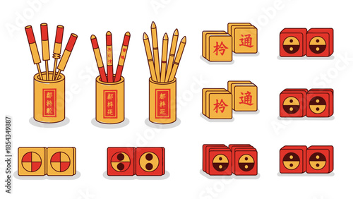 Fortune Telling Sticks and Divination Blocks - Asian Spiritual Objects