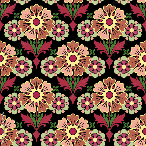 Hand draw floral pastel botanical seamless pattern vector illustration design. floral vintage pattern.print striped ornament floral. Texture textile background. ornate elegant luxury vintage retro