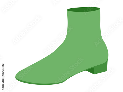 Green sock boot women color flat. Slim ankle knit boot for trend wardrobe and fashion styling. Technical fashion illustration CAD mockup smooth vector man unisex isolated trendy style.