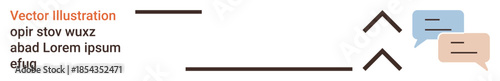 Communication, interaction, discussion, messaging, exchange of ideas, visual . Speech bubbles and arrows in minimalistic style. Communication and interaction