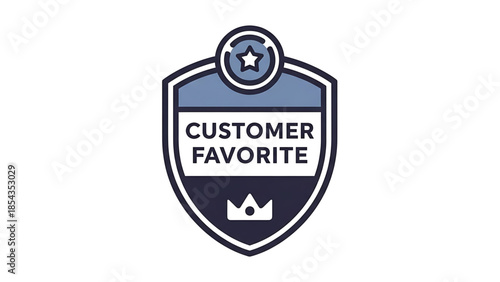 Customer favorite badge emblem with a star and crown icon, representing recognition and quality for a top rated product or service
