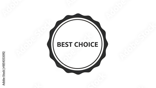 Black and white circular seal with jagged edges, featuring the text 'best choice' in bold sans serif font centered within a double ring, symbolizing