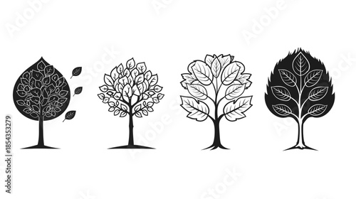 Black_and_white_illustration_of_a_tree_and_leaf_for_nature