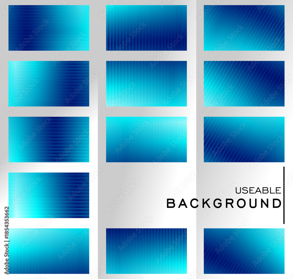 Naklejka premium Professional collection of vibrant blue gradient backgrounds featuring sleek vertical, horizontal, and diagonal line textures for modern digital creative designs