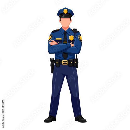 a police officer standing confidently with arms crossed