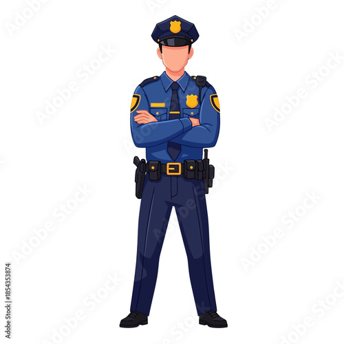 a police officer standing confidently with arms crossed