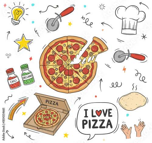 set of pizza icons