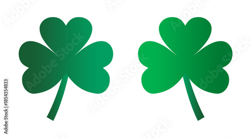 Two Green Shamrock Leaves Vector Illustration Celebrating St Patrick’s Day, Irish Heritage Symbol, Lucky Clover Design for Holiday Decorations, Prints, Marketing and Festive Graphics