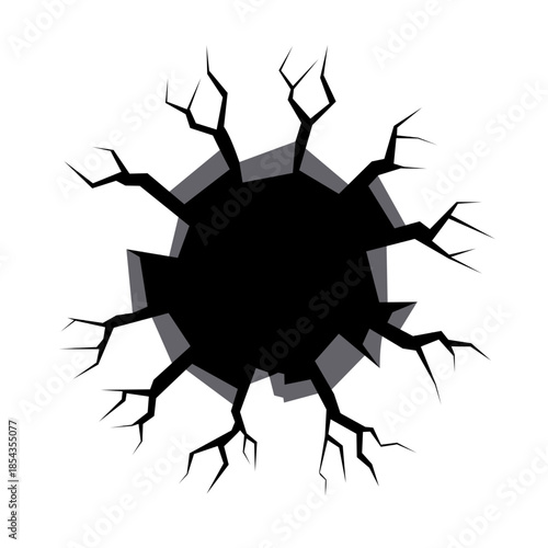 Black Hole with Cracks Vector Illustration Damage and Destruction Concept