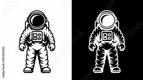 Astronaut Space Suit Icon Vector Illustration Black White Design