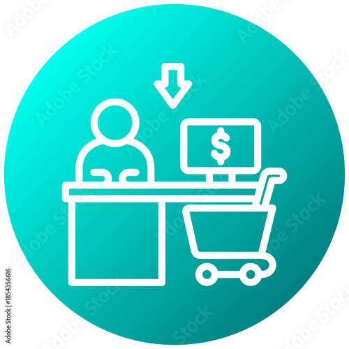 Cashier Gradient Icon, Mini Illustration Relate To Payment Service. Use For Modern Concept, Ui, Ux Web And App Development.