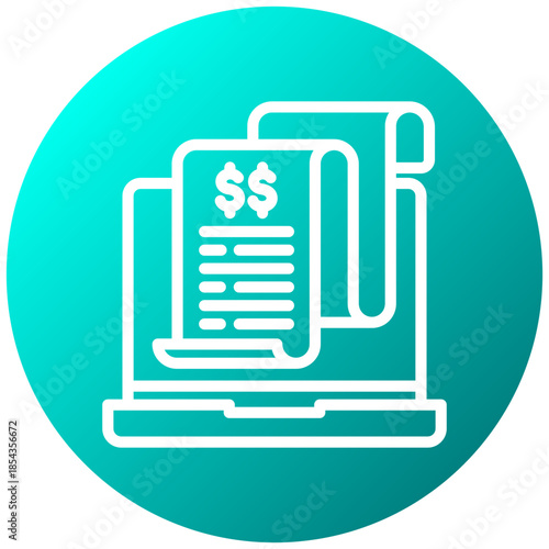 Digital Invoice Gradient Icon, Mini Illustration Relate To Payment Service. Use For Modern Concept, Ui, Ux Web And App Development.