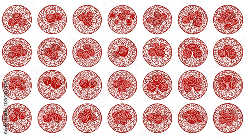 Set of 20 red blood cell illustrations showing various cell structures