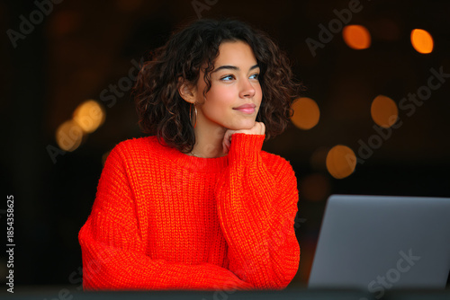 Professional woman recording video presentation