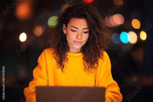 Professional woman recording video presentation