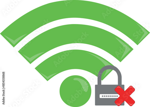 vector illustration incorrect or invalid Wi-Fi password concept icon