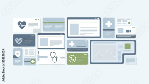 Modern healthcare technology interface on various devices