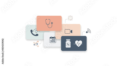 Modern healthcare technology and medical communication icons