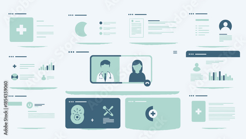 Telemedicine interface with doctor and patient on screen