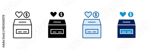 Donation Box Icon Set Multiple Style Collection