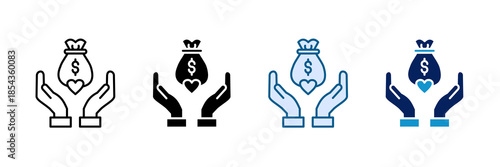 Charity Heart Icon Set Multiple Style Collection