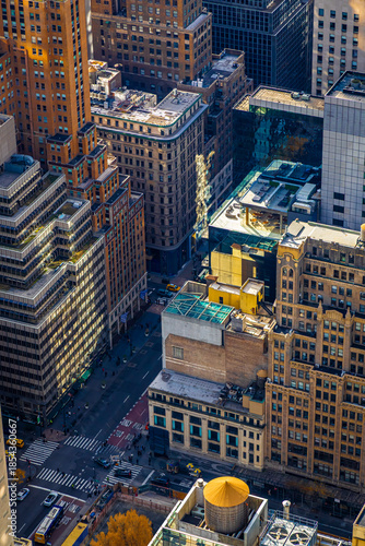 Midtown Manhattan New York City skyline view with modern glass skyscrapers
