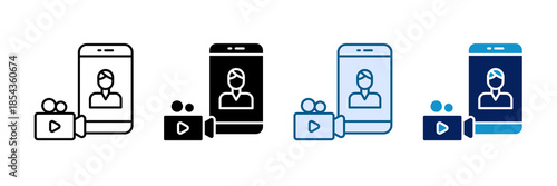 Influencer Video Icon Set Multiple Style Collection