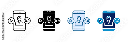 Influencer Live Stream Icon Set Multiple Style Collection