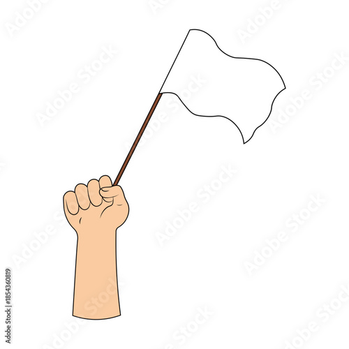 Hands Holding a Surrender Flag.