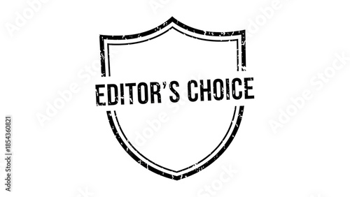 Distressed black stamp seal with text editors choice in bold sans serif font on a white background, graphic element for recognition and endorsement