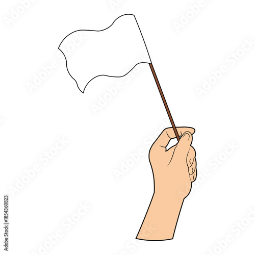 Hands Holding a Surrender Flag.