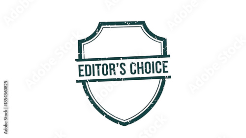 Green distressed shield badge with the text editors choice in a grunge stamp style on a white background