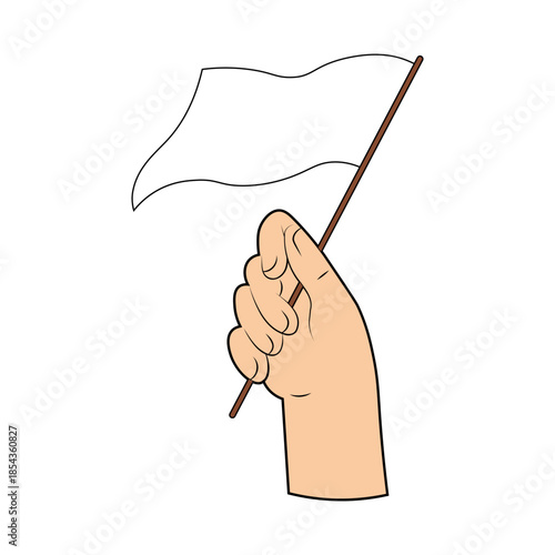 Hands Holding a Surrender Flag.