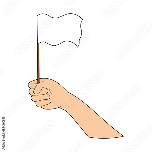 Hands Holding a Surrender Flag.
