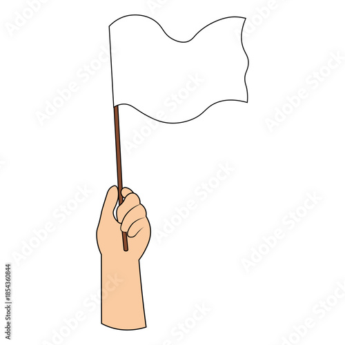 Hands Holding a Surrender Flag.