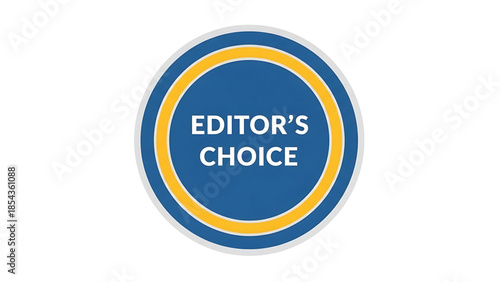 Editor's choice badge emblem with blue and yellow concentric circles on a white background award symbol for excellence and recognition
