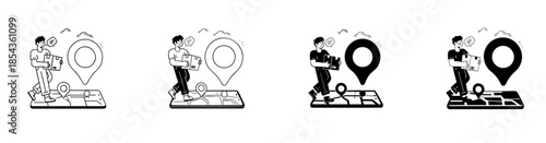 Parcel Delivery Tracking and Location Pin Icons