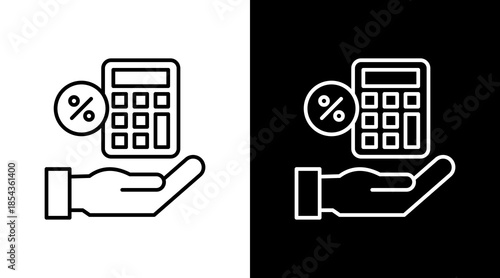 Loan Calculator Outline White Icon Set Design