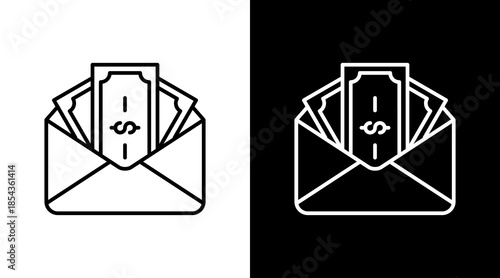Cash Envelope Outline White Icon Set Design