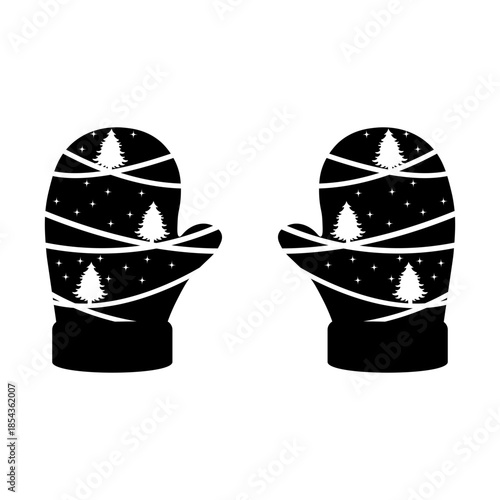 Black and White Christmas Gloves