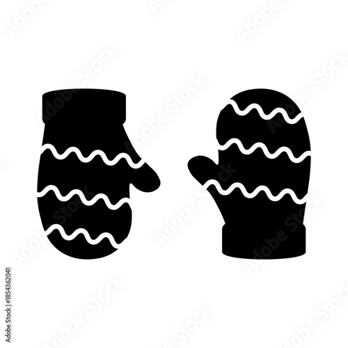 Black and White Christmas Gloves