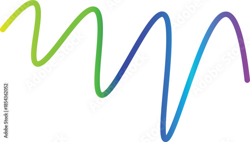 Dynamic spectral wave: a vibrant abstract gradient line isolated on transparent background, Vector