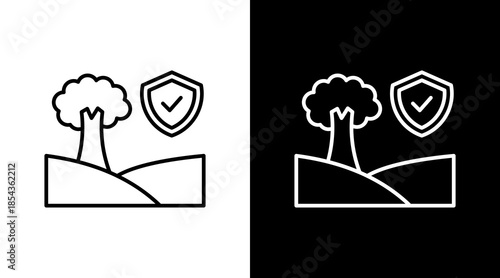 Protected Forest Area Outline White Icon Set Design