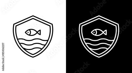 Marine Conservation Outline White Icon Set Design