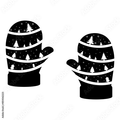 Black and White Christmas Gloves